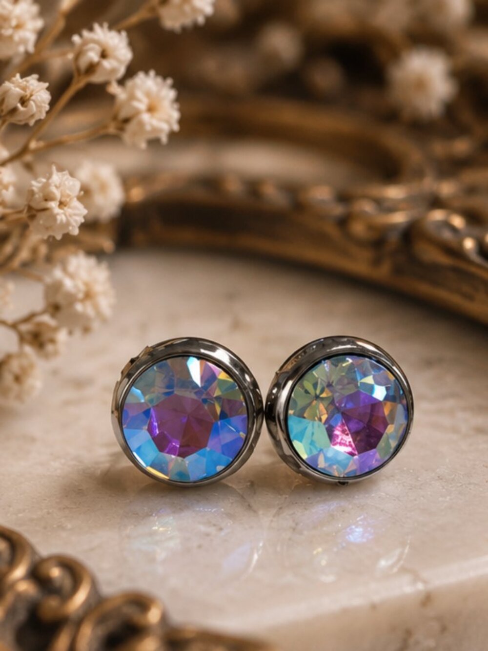 Iridescent AB Crystal Stud Earrings